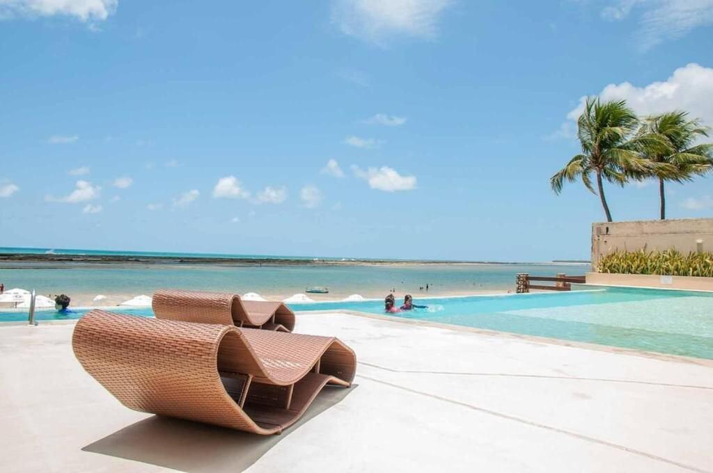 Appartement Barra Bali - Pe Na Areia Com Vista Mar à Barra de São Miguel Extérieur photo